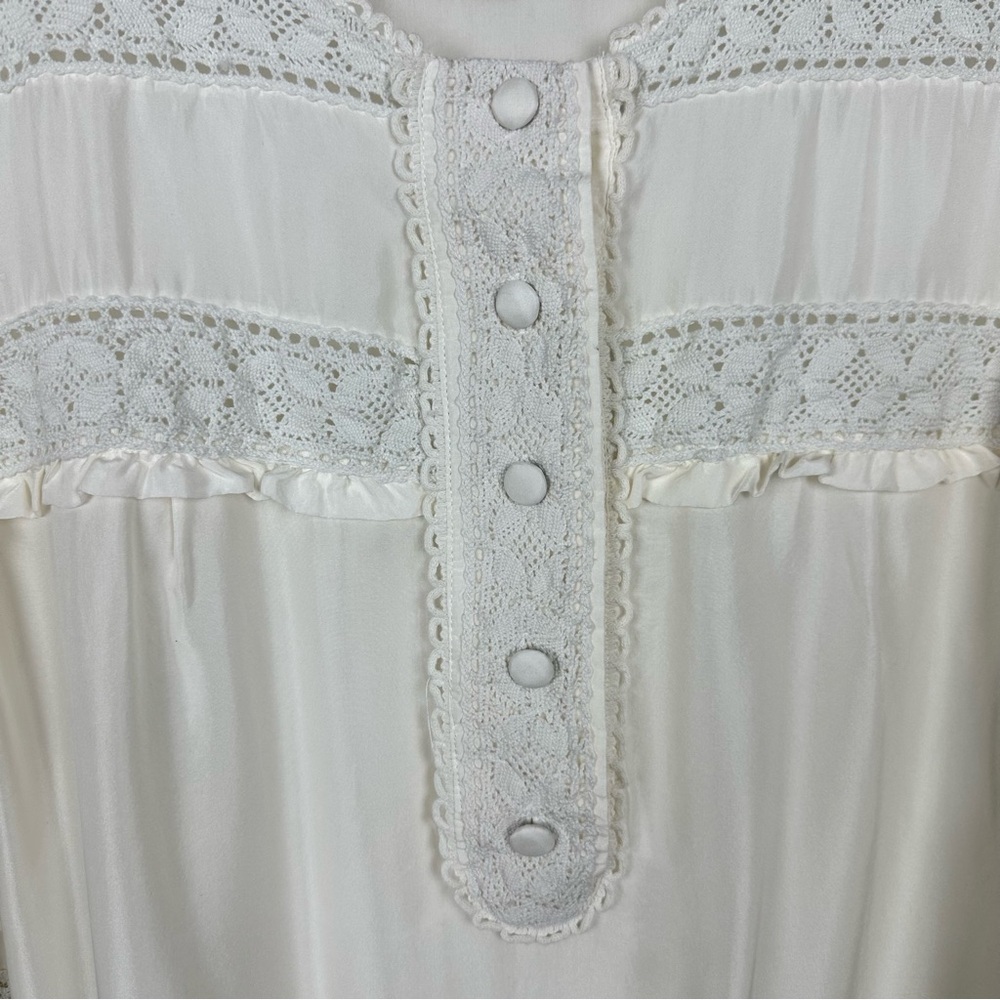 BB Dakota Silk Lace Tunic Short Dress Boho Vintage Romantic Cottagecore Ivory - Picture 9 of 11